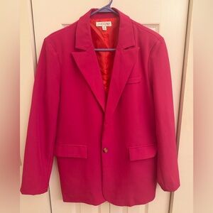 She + Sky Hot Pink Single-Button Blazer Jacket
